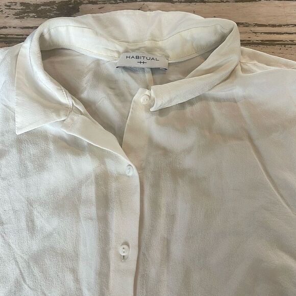 HABITUAL Lennon 100 % Silk Blouse Ivory Size Small - Picture 8 of 14